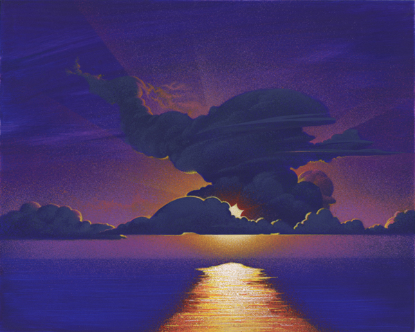 MALIBU SUNSET - original acry;ic painting by Mark Smollin