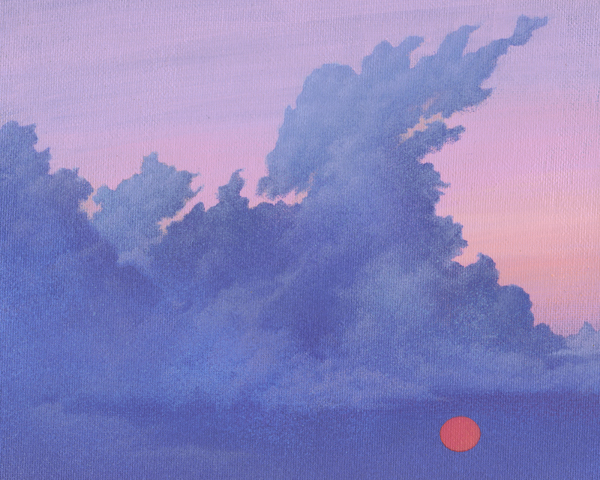 SALMON SUN - original acry;ic cloud painting by Mark Smollin