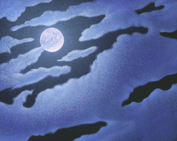 MOON HOLES - original acry;ic cloud painting by Mark Smollin