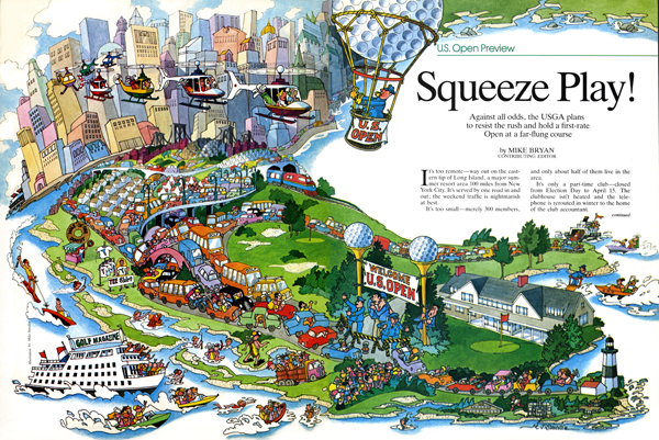 U.S. Open Preview golf illustration spread by Michael Smollin