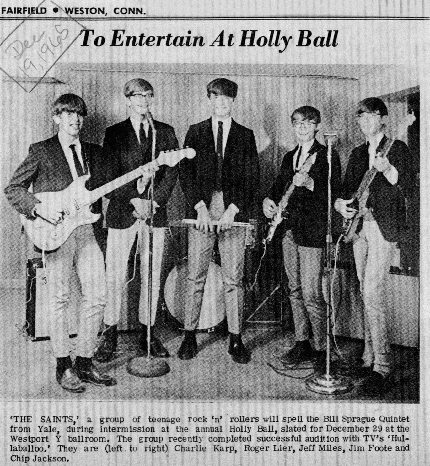 The Saints Rock Group From Westport Ct 1965